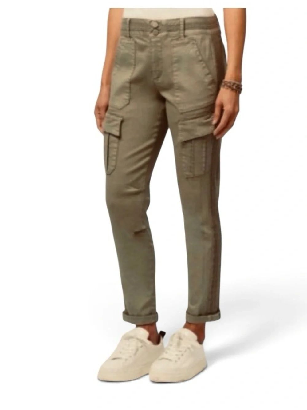 Democracy Absolution Olive Green Cargo Pants Sz 12 Lace Trim Utility Stretch Y2K